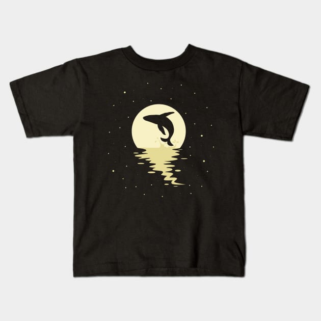 whale jumping to the moon Kids T-Shirt by sj_arts